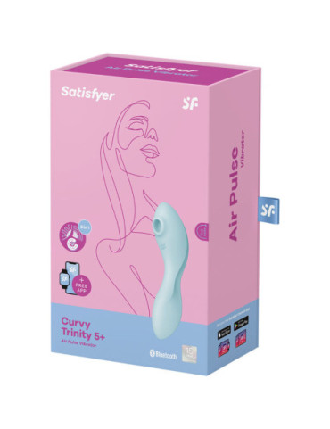 SATISFYER CURVY TRINITY 5 ESTIMULADOR Y VIBRADOR APP - AZUL