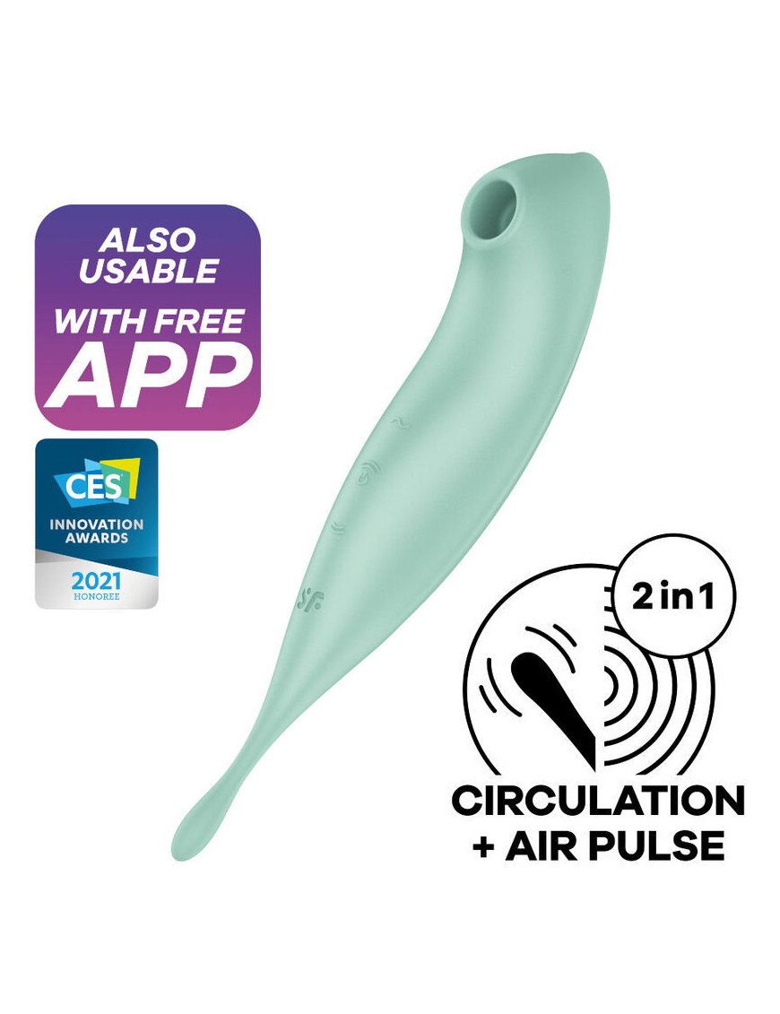 SATISFYER TWIRLING PRO+ ESTIMULADOR Y VIBRADOR APP - VERDE