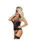 SUBBLIME CORSET CON TANGA Y ANTIFAZ NEGRO Y LILA S/M