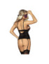 SUBBLIME CORSET CON TANGA Y ANTIFAZ NEGRO Y LILA S/M