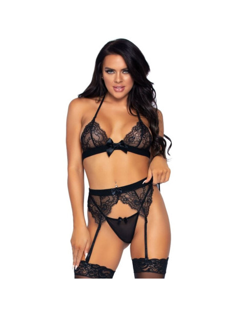 LEG AVENUE SET DE TRES PIEZAS TOP, LIGUERO Y TANGA S