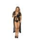 QUEEN LINGERIE PEIGNOIR CON PELITOS NEGRO TALLA PLUS