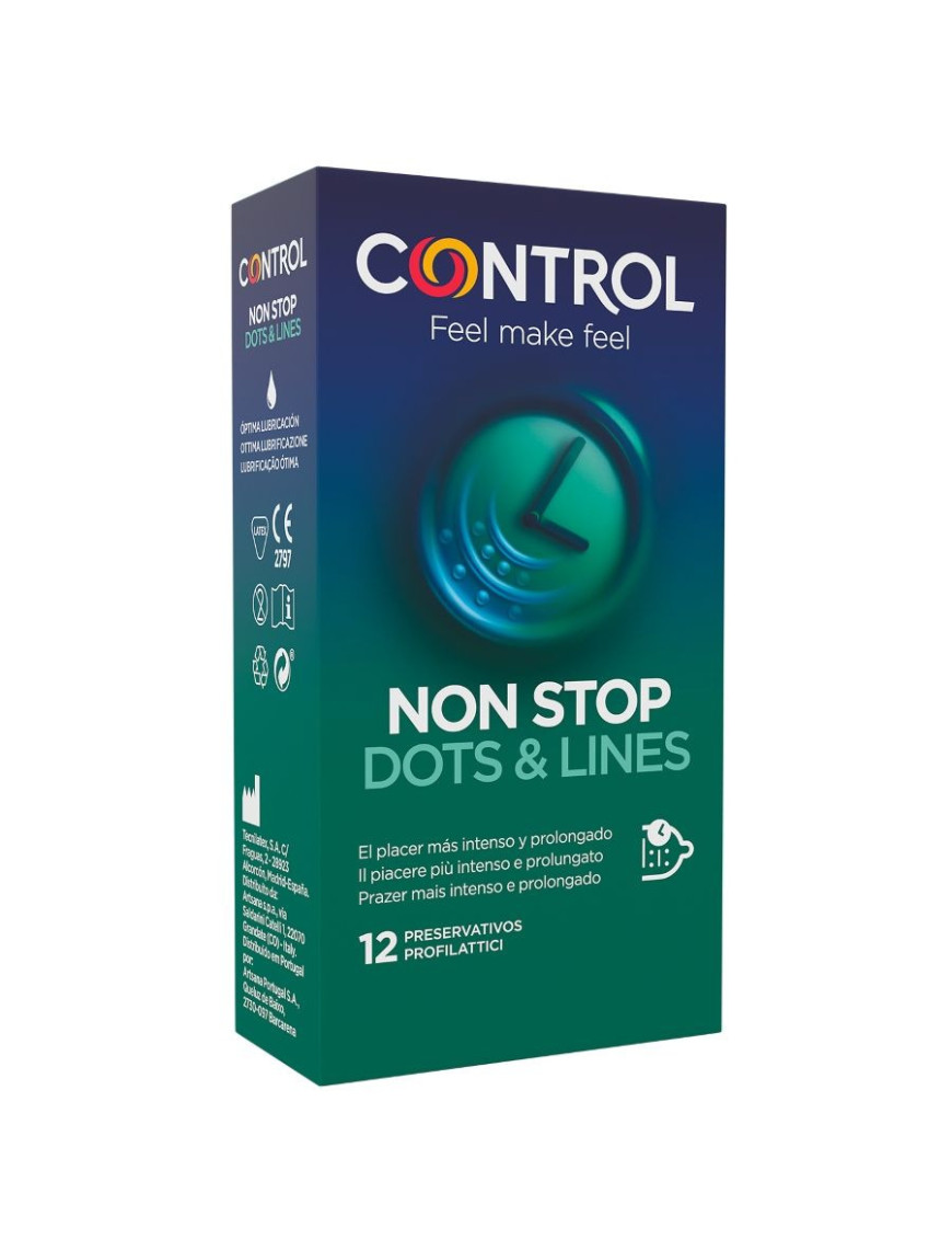 CONTROL NONSTOP PUNTOS Y ESTRIAS PRESERVATIVOS 12 UNIDADES