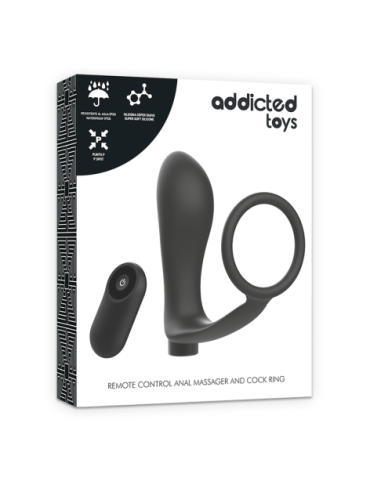 ADDICTED TOYS ANILLA PENE CON PLUG ANAL CONTROL REMOTO NEGRO RECARGABLE