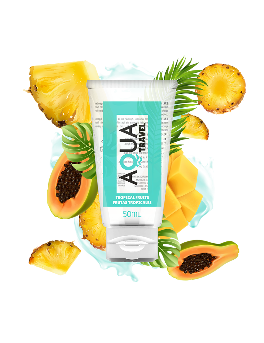 AQUA TRAVEL LUBRICANTE BASE AGUA SABOR FRUTAS TROPICALES - 50 ML