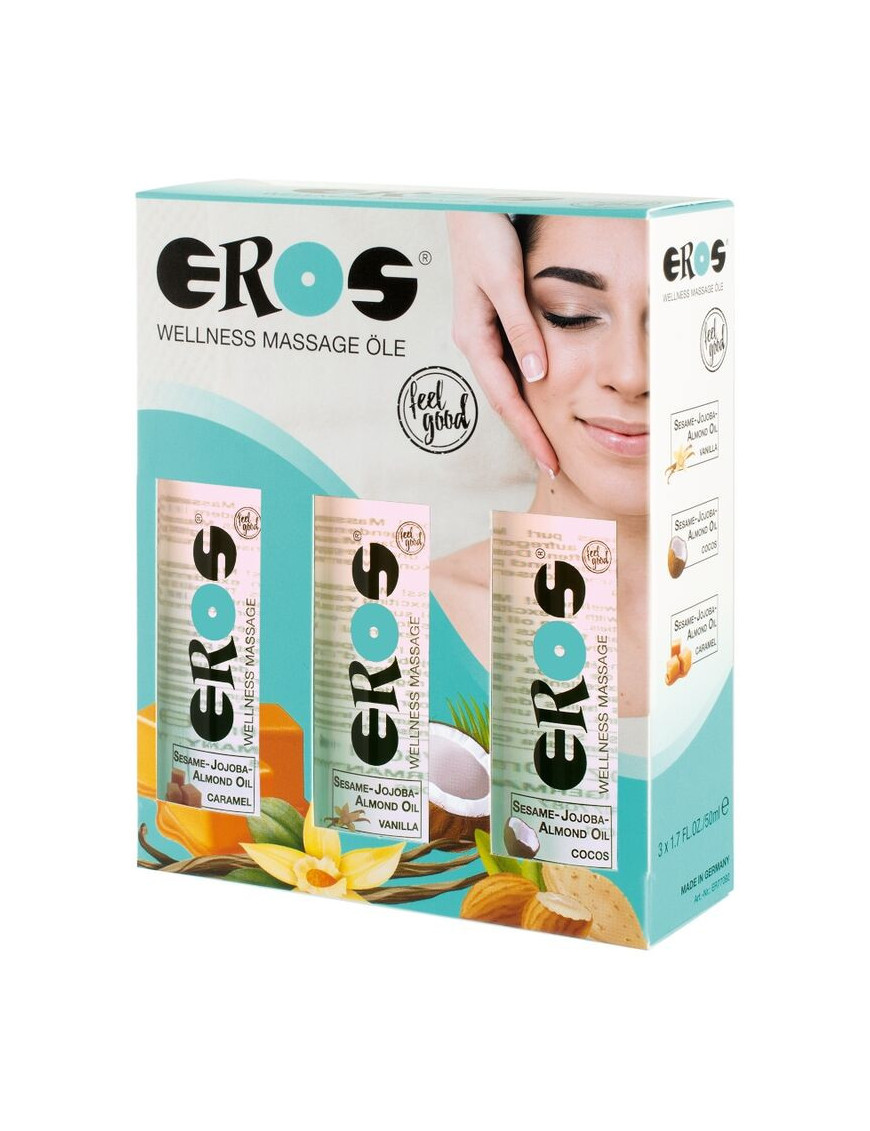 EROS PACK ACEITES MASAJE CARAMELO + VAINILLA + COCO 50 ML