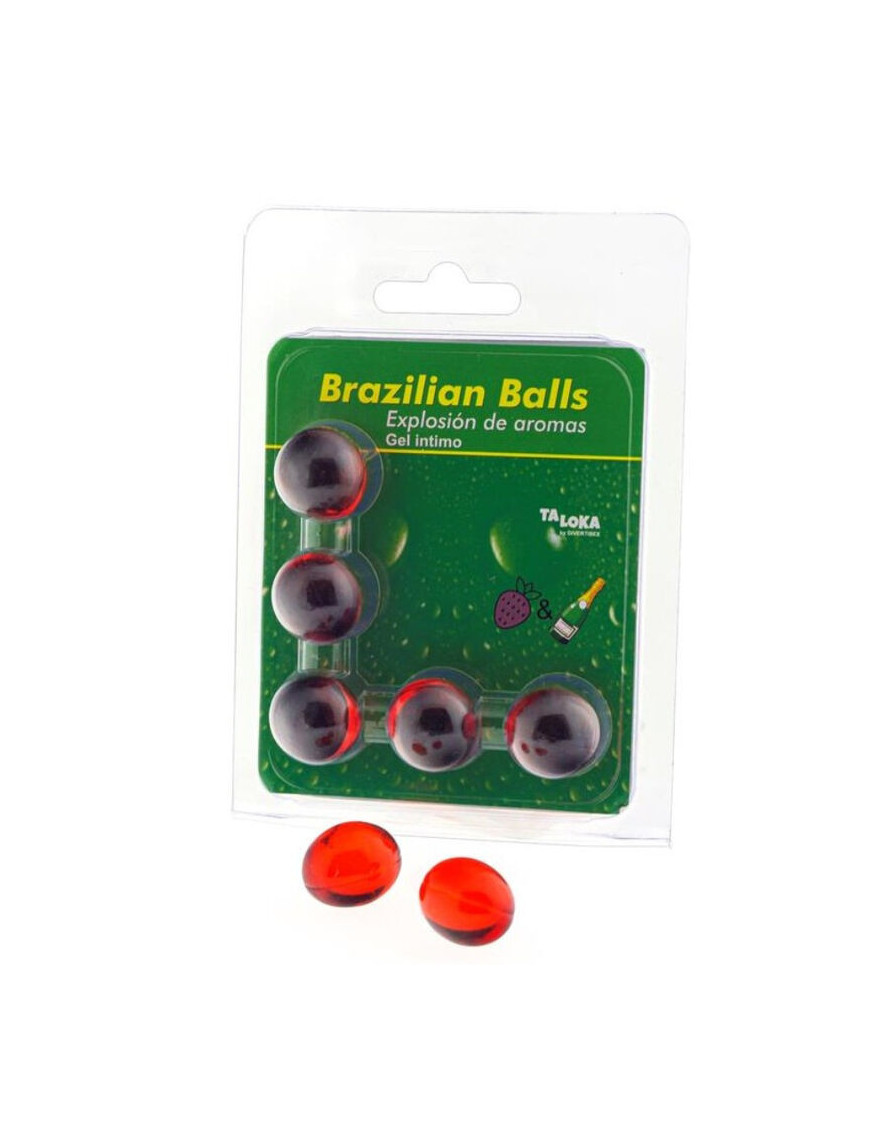 TALOKA - BRAZILIAN BALLS GEL ÍNTIMO FRESAS & CHAMPÁN 5 BOLAS