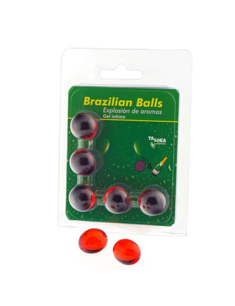 TALOKA - BRAZILIAN BALLS GEL ÍNTIMO FRESAS & CHAMPÁN 5 BOLAS