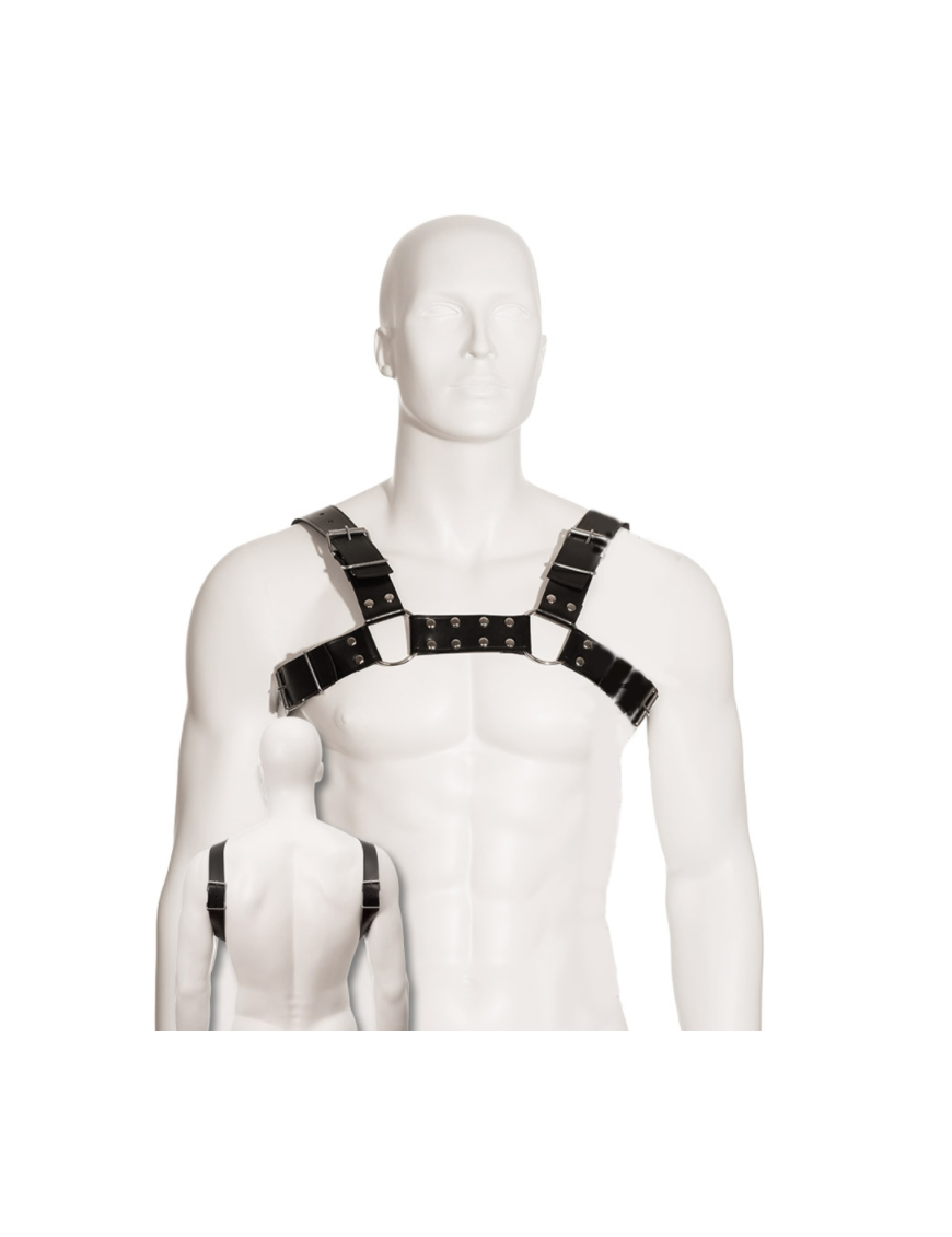 LEATHER BODY BLACK BULL DOG HARNESS