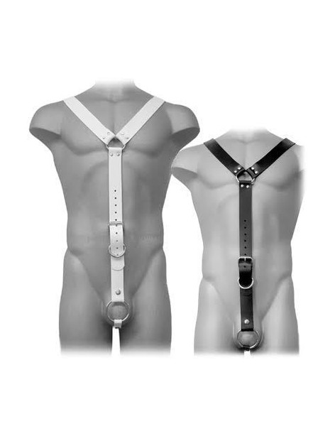 LEATHER BODY HARNESS MEN BLANCO