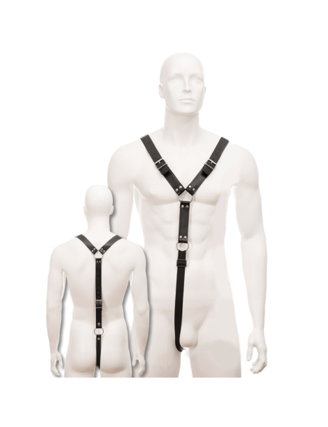 LEATHER BODY HARNESS MEN NEGRO