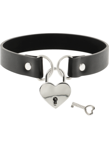 COQUETTE CHIC DESIRE COLLAR CUERO VEGANO ACCESORIO CORAZÓN CON LLAVE