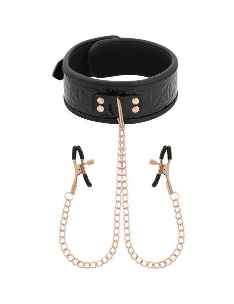 BEGME BLACK EDITION COLLAR CON CADENAS Y PINZAS PEZONES CON FORRO DE NOPRENO