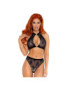 LEG AVENUE SET DOS PIEZAS PANTIES Y TOP CUELLO HALTER NEGRO S/M