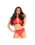 LEG AVENUE SET DOS PIEZAS PANTIES Y TOP CUELLO HALTER ROJO S/M