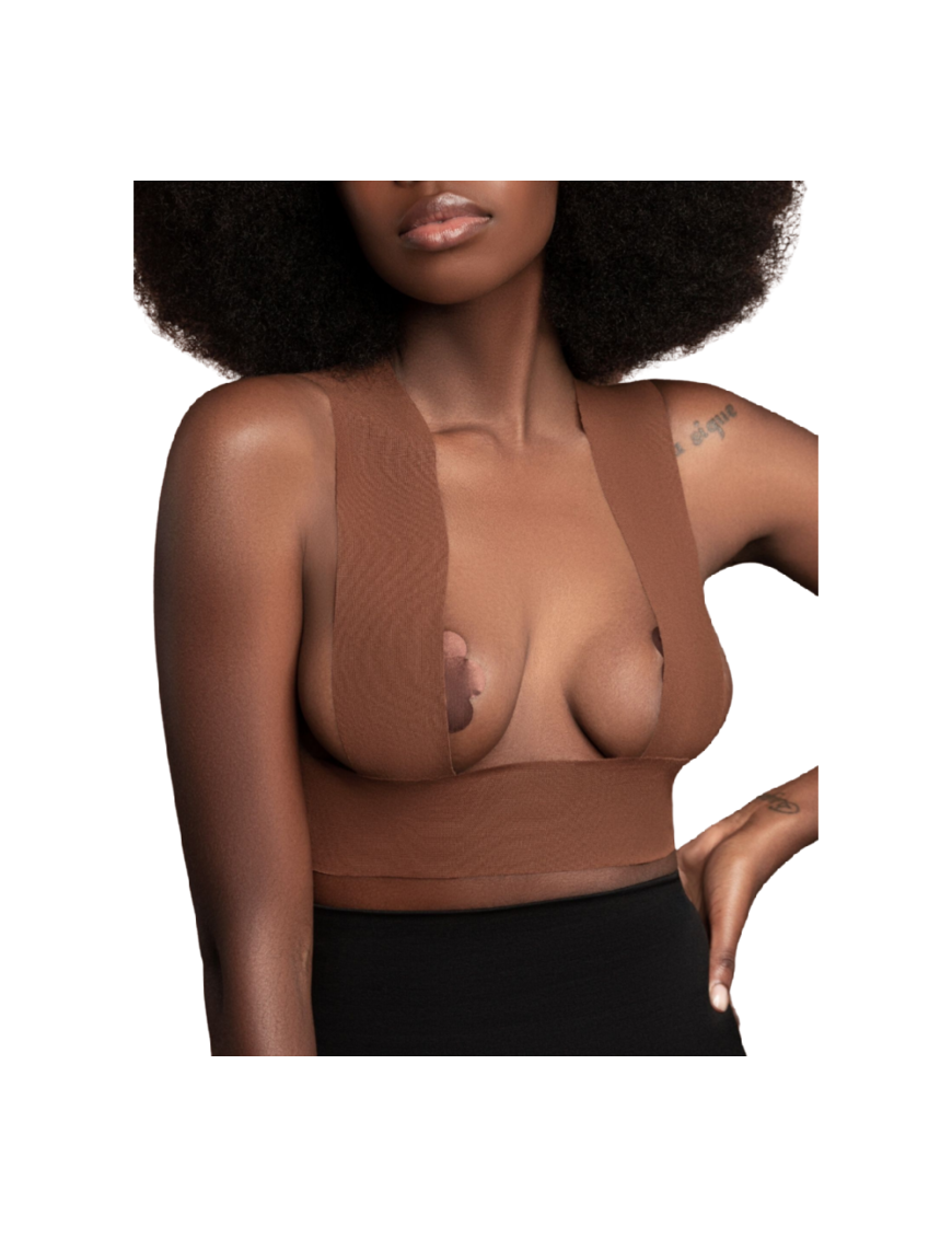 BYE BRA BODY CINTA 5M X 6.5 CM + 3 PARES DE PEZONERAS MARRON OSCURO