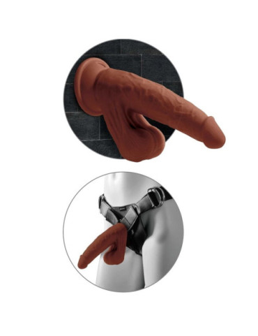 KING COCK PLUS 3D COCK SWINGING BALLS 24.5 CM - MARRON