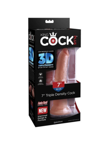 KING COCK PLUS DILDO 3D TRIPLE DENSIDAD 18 CM