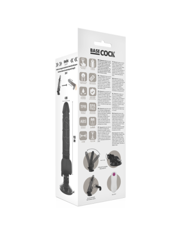 BASECOCK REALISTIC VIBRADOR CONTROL REMOTO NEGRO 19.5CM