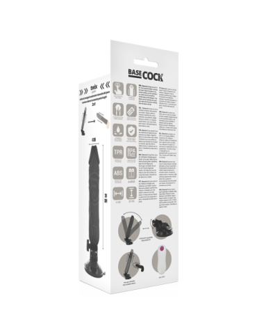 BASECOCK REALISTIC VIBRADOR CONTROL REMOTO NEGRO 20CM