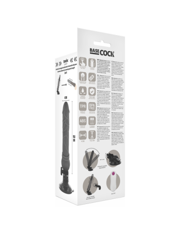 BASECOCK REALISTIC VIBRADOR CONTROL REMOTO NEGRO 19.5 CM