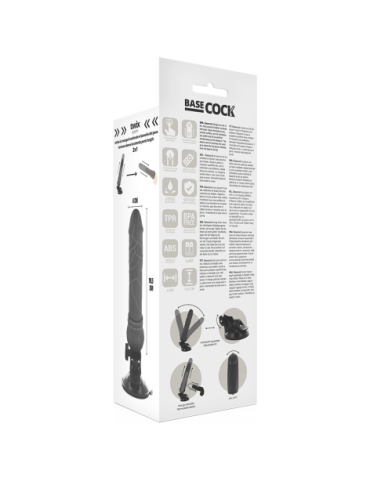 BASECOCK REALISTIC VIBRADOR CONTROL REMOTO NEGRO 19.5CM