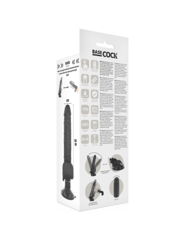 BASECOCK REALISTIC VIBRADOR CONTROL REMOTO NEGRO 18.5CM