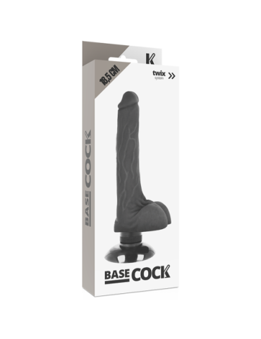 BASECOCK REALISTIC VIBRADOR 2-1 NEGRO 18.5CM