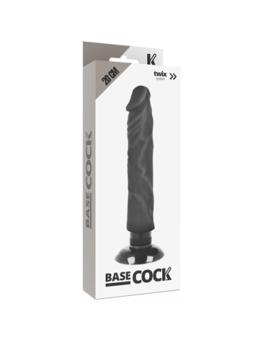 BASECOCK REALISTIC VIBRADOR 2-1 NEGRO 20CM