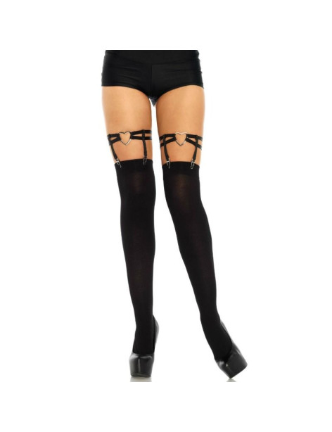 LEG AVENUE - LIGAS DOBLES ELASTICAS CON CORAZON TALLA UNICA