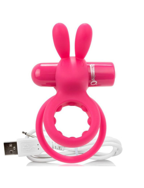 SCREAMING O ANILLO DOBLE RECARGABLE CON RABBIT O HARE - ROSA