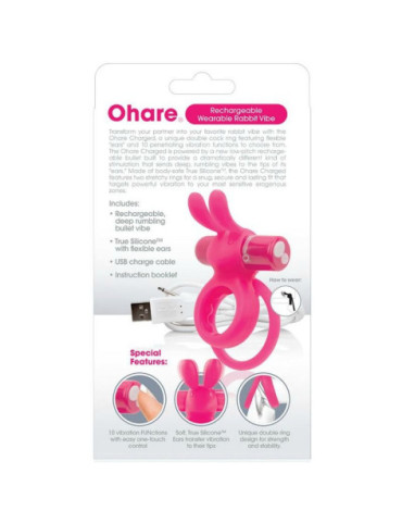 SCREAMING O ANILLO DOBLE RECARGABLE CON RABBIT O HARE - ROSA