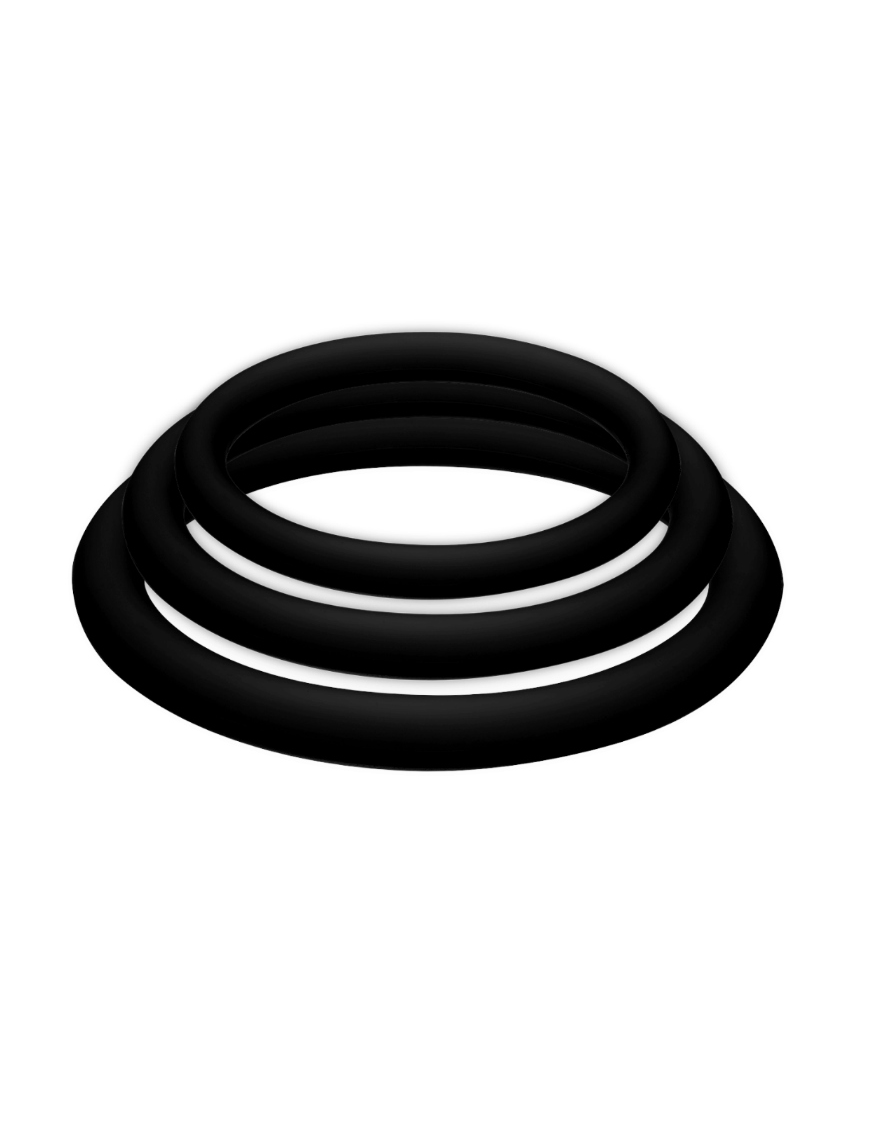 POTENZ PLUS PACK 3 ANILLOS PARA PENE NEGRO - S, M, L