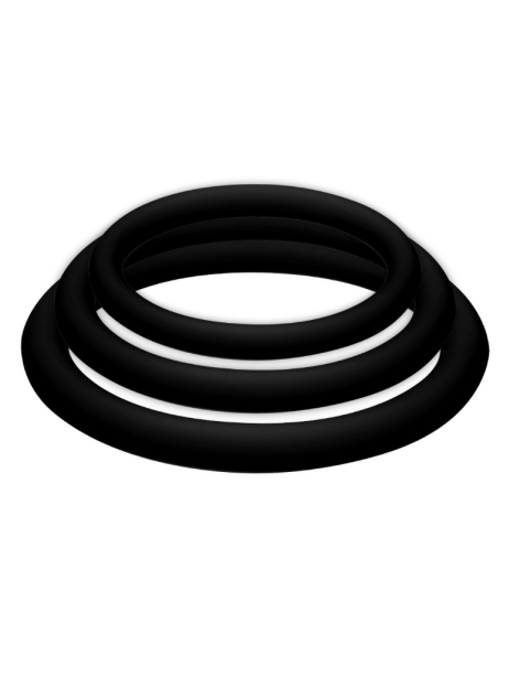 POTENZ PLUS PACK 3 ANILLOS PARA PENE NEGRO - S, M, L