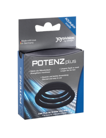 POTENZ PLUS PACK 3 ANILLOS PARA PENE NEGRO - S, M, L