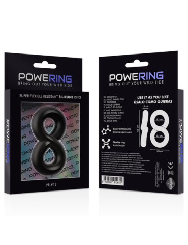 POWERING SUPER FLEXIBLE Y RESISTENTE ANILLO PENE Y TESTICULOS  PR12  NEGRO