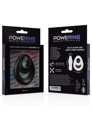 POWERING SUPER FLEXIBLE Y RESISTENTE ANILLO PENE Y TESTICULOS  PR14  NEGRO