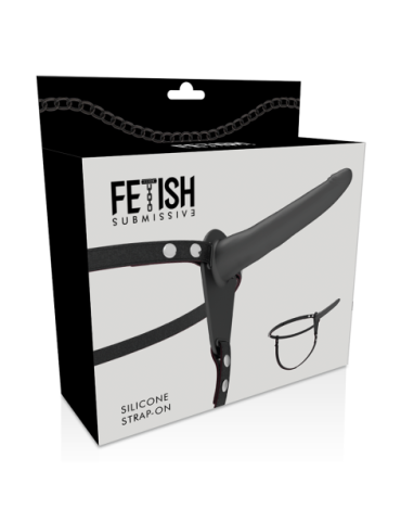 FETISH SUBMISSIVE ARNÉS SILICONA NEGRO 15CM