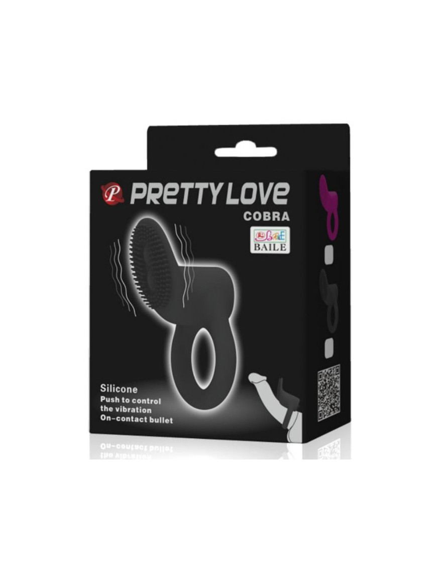 ANILLO VIBRADOR COBRA DE PRETTY LOVE - NEGRO