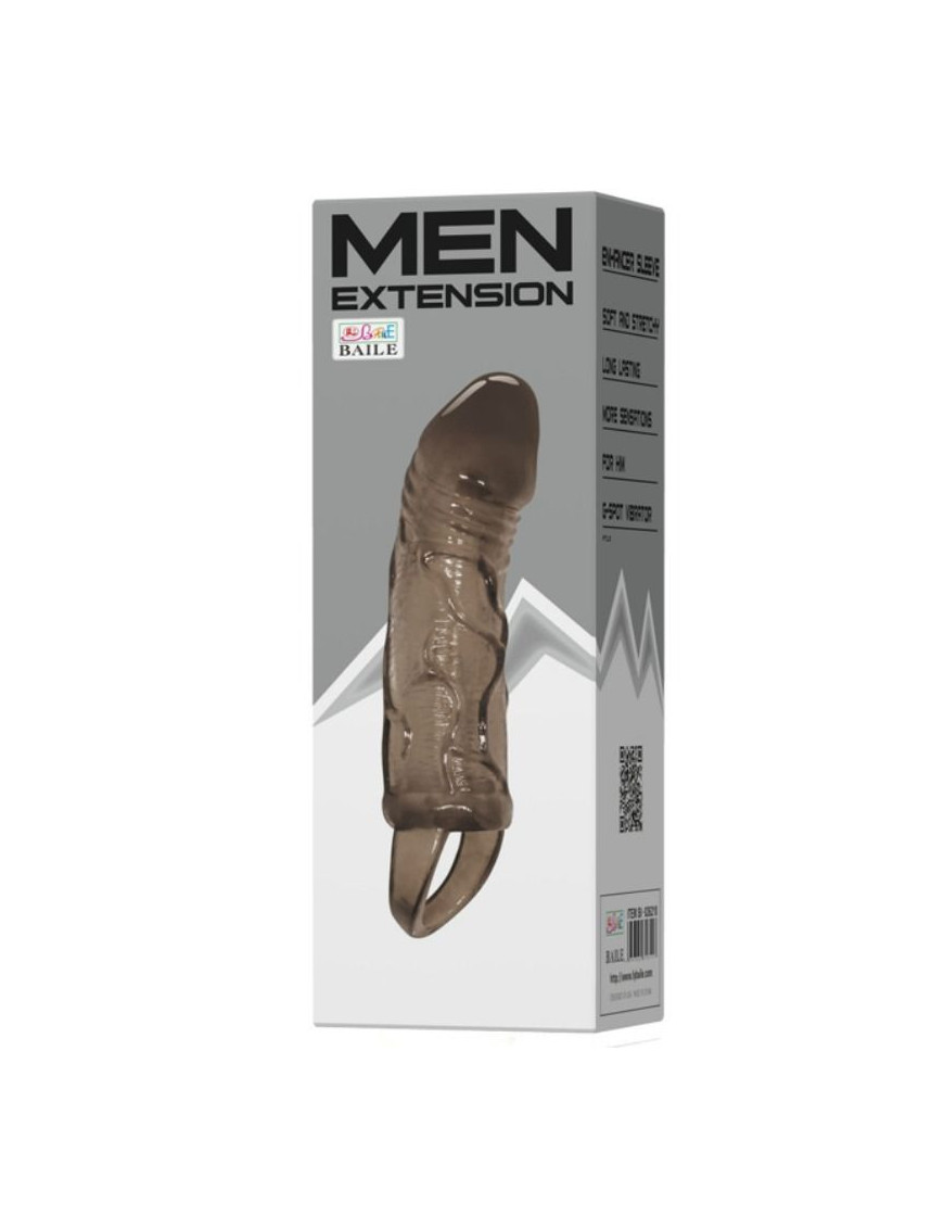 BAILE FUNDA EXTENSORA PENE CON STRAP PARA TESTICULOS NEGRO 13.5 CM