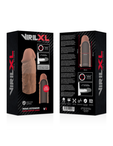 VIRILXL EXTENSION DE PENE LIQUID SILICONE V3 MARRON