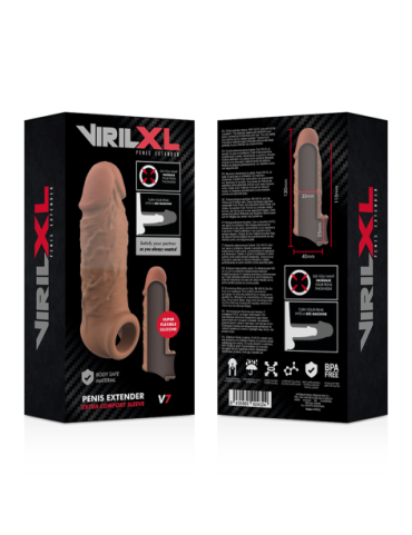 VIRILXL EXTENSION DE PENE LIQUID SILICONE V7 MARRON