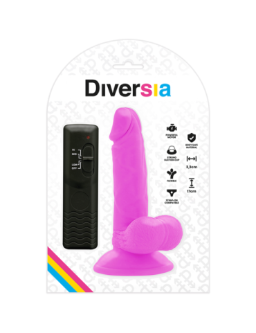 DIVERSIA DILDO FLEXIBLE CON VIBRACION 17 CM - LILA