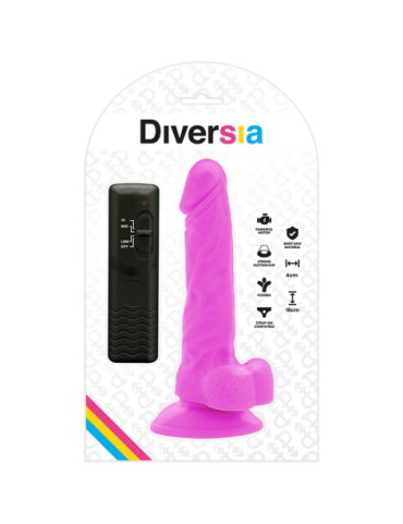 DIVERSIA DILDO FLEXIBLE CON VIBRACIÓN 18 CM - LILA