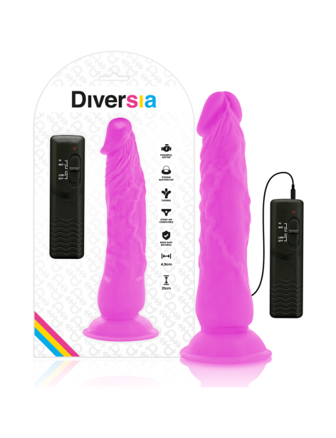 DIVERSIA DILDO FLEXIBLE CON VIBRACION 21 CM - LILA