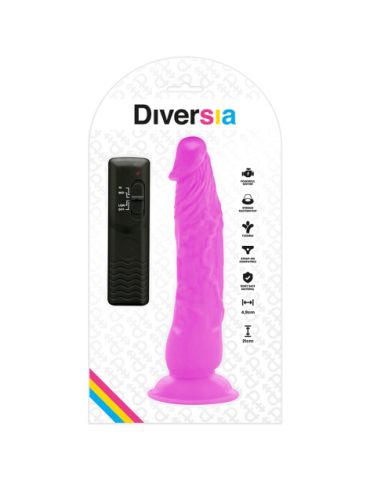 DIVERSIA DILDO FLEXIBLE CON VIBRACION 21 CM - LILA