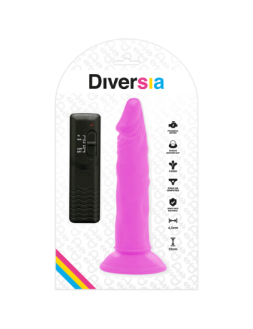 DIVERSIA DILDO FLEXIBLE CON VIBRACION 23 CM - LILA