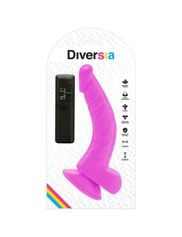 DIVERSIA DILDO FLEXIBLE CON VIBRACION 21.5 CM - LILA