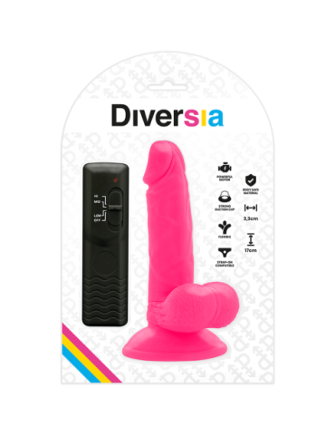 DIVERSIA DILDO FLEXIBLE CON VIBRACION 17 CM - ROSA