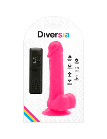 DIVERSIA DILDO FLEXIBLE CON VIBRACION 20.5 CM - ROSA